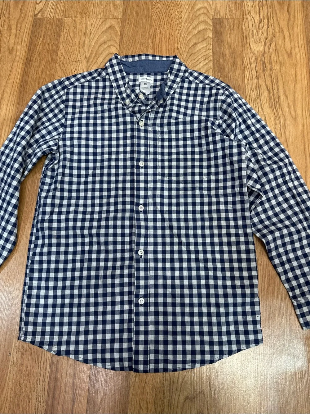 Carters Navy & White Gingham Button-Down Shirt - Unbranded